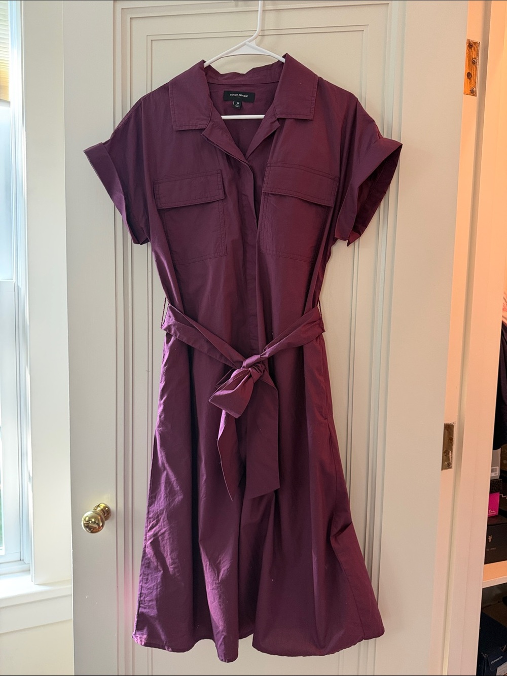 Banana Republic Belted Shirt Dress in Plum